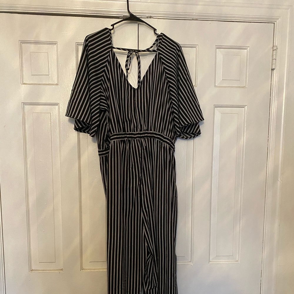 Black with white dressy pant romper